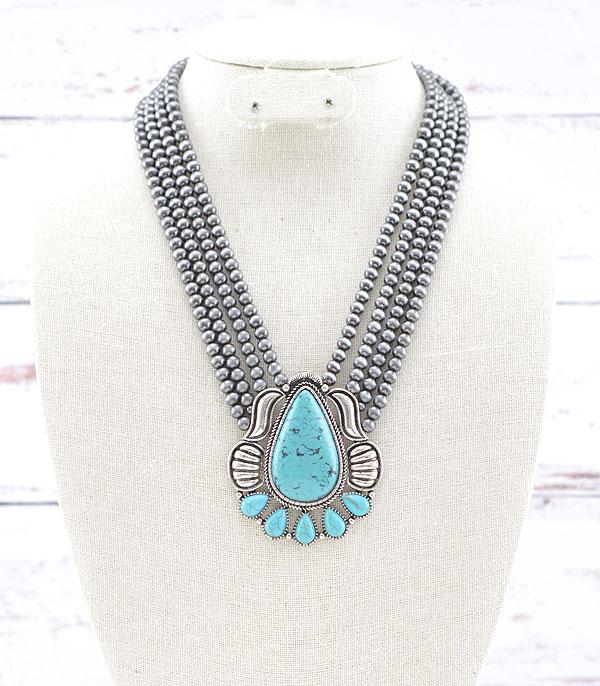 New Arrival :: Wholesale Western Turquoise Layered Necklace 
