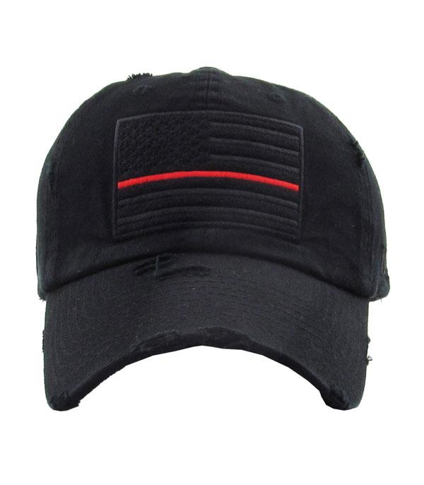 HATS I HAIR ACC :: BALLCAP I VISOR :: Wholesale Flag Tactical Red Line Vintage Ballcap