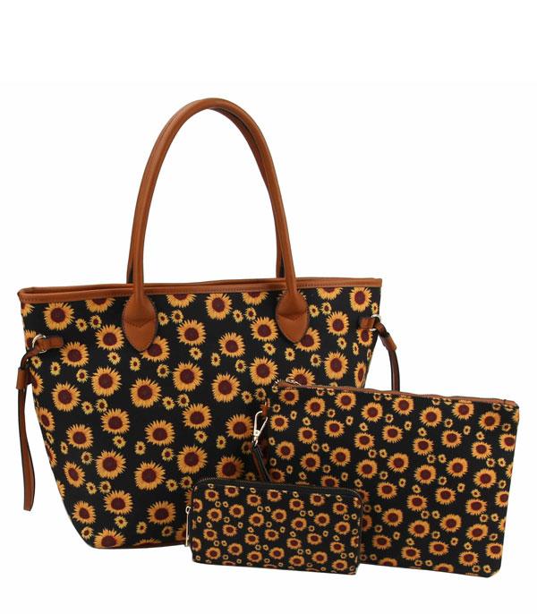 New Arrival :: Wholesale 3 In 1 Sunflower Print Tote Bag