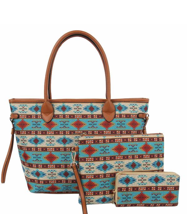 New Arrival :: Wholesale 3 In 1 Aztec Printe Tote Set Bag