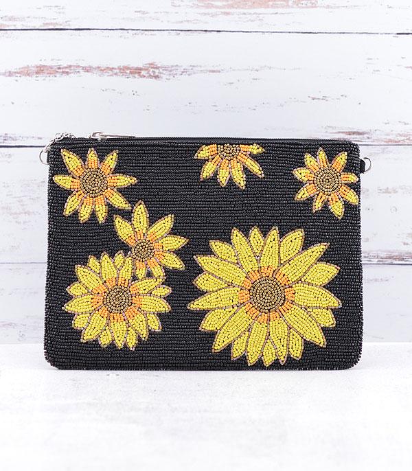 New Arrival :: Wholesale Seed Bead Sunflower Clutch Crossbody