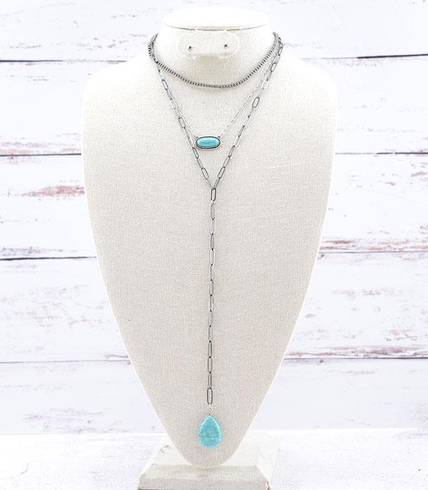 NECKLACES :: TRENDY :: Wholesale Western Turquoise Lariat Necklace