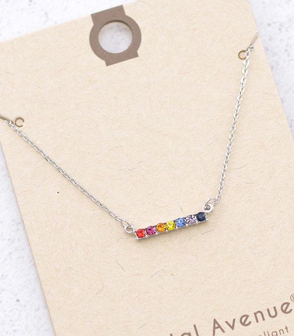 New Arrival :: Wholesale Multicolor Stone Bar Necklace