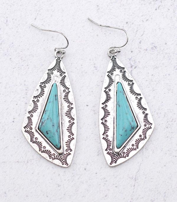 EARRINGS :: WESTERN HOOK EARRINGS :: Wholesale Western Texture Semi Stone Earrings