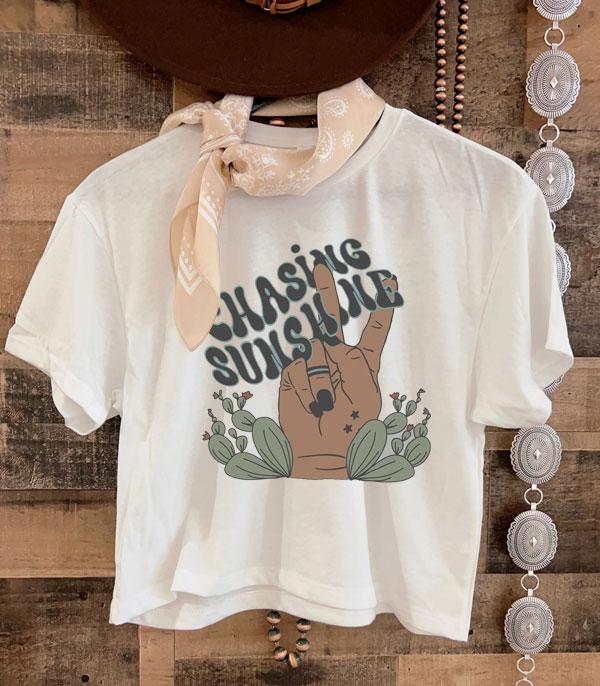 New Arrival :: Wholesale Western Chasing Sunshine Crop Tshirt