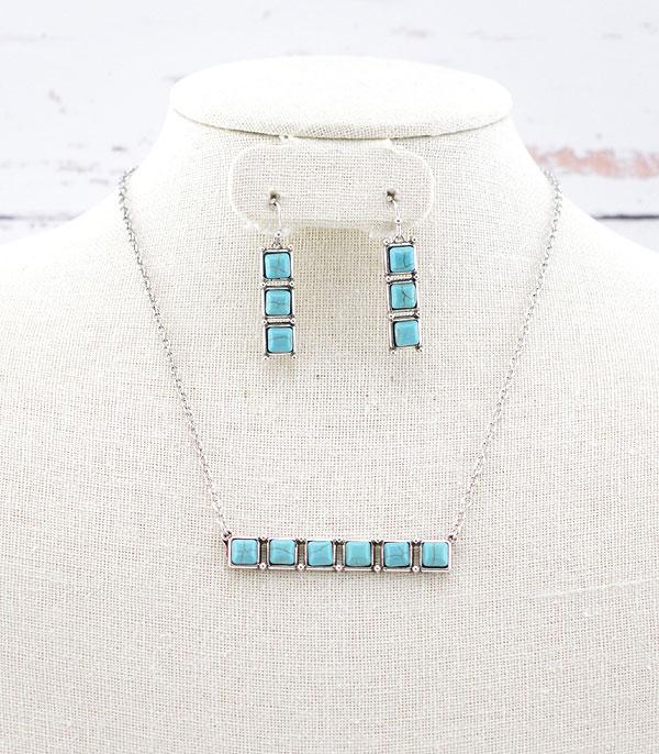 New Arrival :: Wholesale Western Turquoise Bar Necklace Set