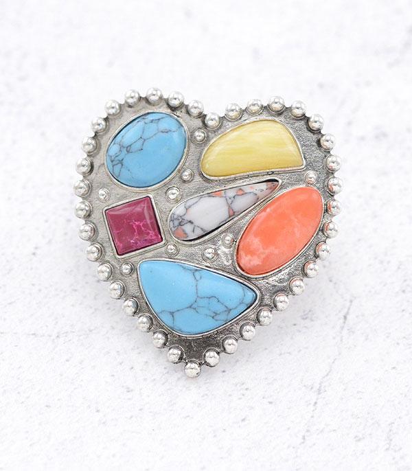 RINGS :: Wholesale Semi Stone Colorful Heart Ring