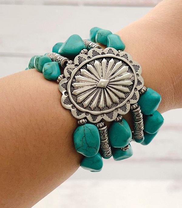 New Arrival :: Wholesale Western Concho Turquoise Chunky Bracelet