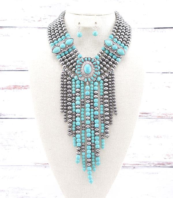 New Arrival :: Wholesale Western Turquoise Statement Necklace Set