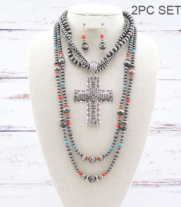 New Arrival :: Wholesale Western Cross Navajo Chunky Necklace Set