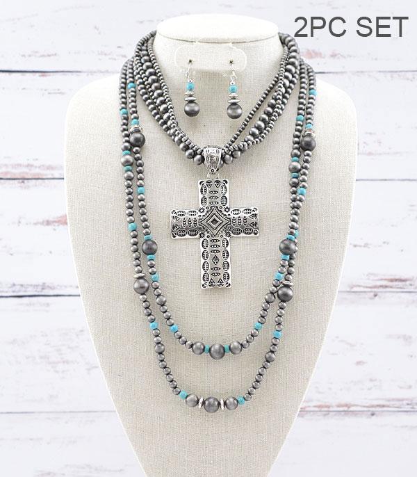 New Arrival :: Wholesale Western Cross Navajo Chunky Necklace Set