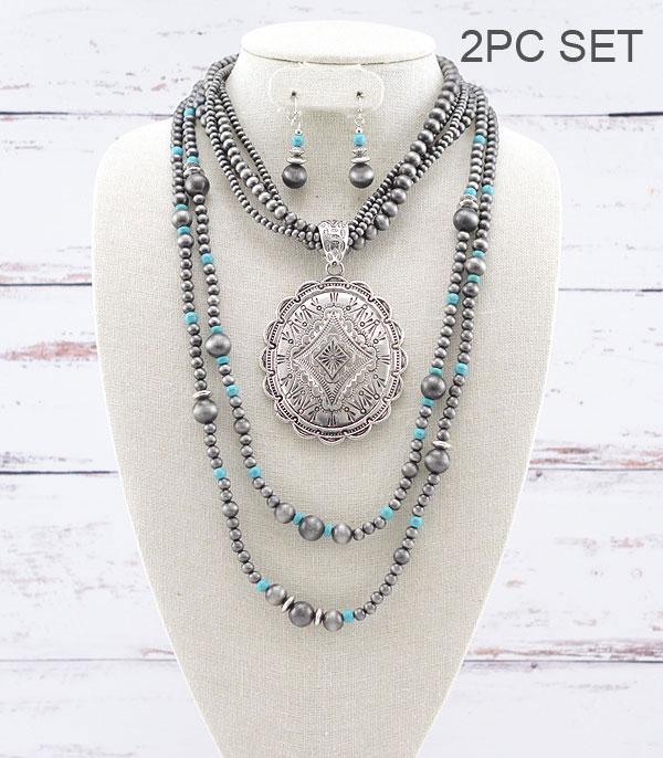 New Arrival :: Wholesale Western Concho Layered Navajo Necklace