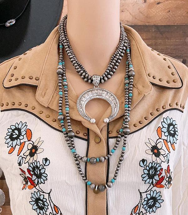 NECKLACES :: WESTERN SQUASH BLOSSOM NECKLACES :: Wholesale Squash Blossom Chunky Statement Necklace