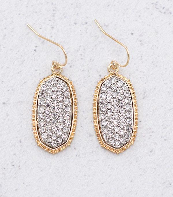 EARRINGS :: TRENDY EARRINGS :: Wholesale Oval Rhinestone Post Earrings