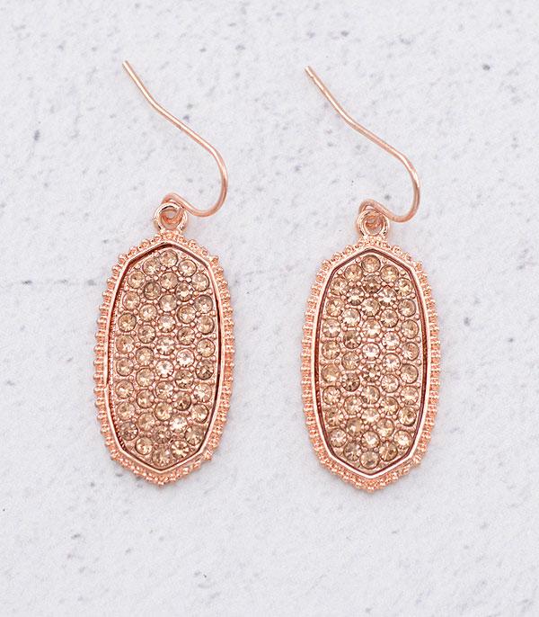 EARRINGS :: TRENDY EARRINGS :: Wholesale Oval Rhinestone Post Earrings