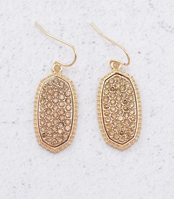 EARRINGS :: TRENDY EARRINGS :: Wholesale Oval Rhinestone Post Earrings