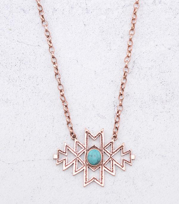 NECKLACES :: CHAIN WITH PENDANT :: Wholesale Western Aztec Semi Stone Necklace