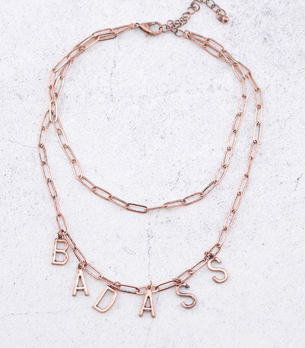 New Arrival :: Wholesale Western Badass Letters Charm Necklace