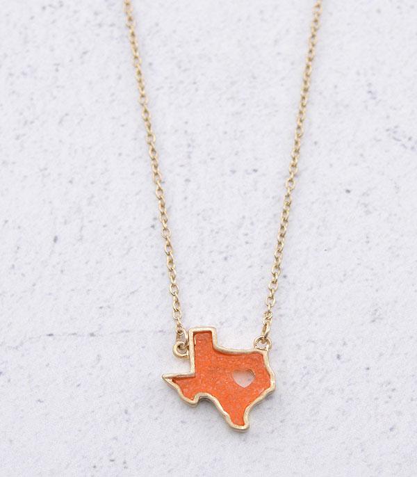 New Arrival :: Wholesale Druzy Heart Texas Map Necklace