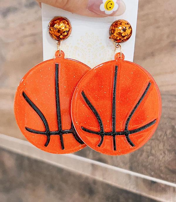 New Arrival :: Wholesale Glitter Acrylic Basketball Earrings