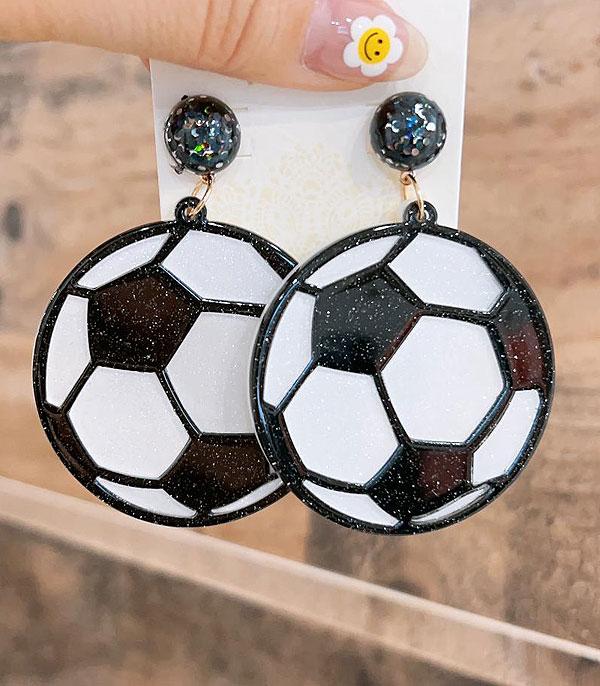 New Arrival :: Wholesale Glitter Acrylic Soccerball Earrings