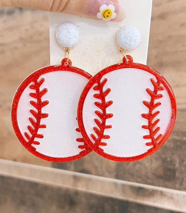 New Arrival :: Wholesale Glitter Acrylic Baseball Earrings