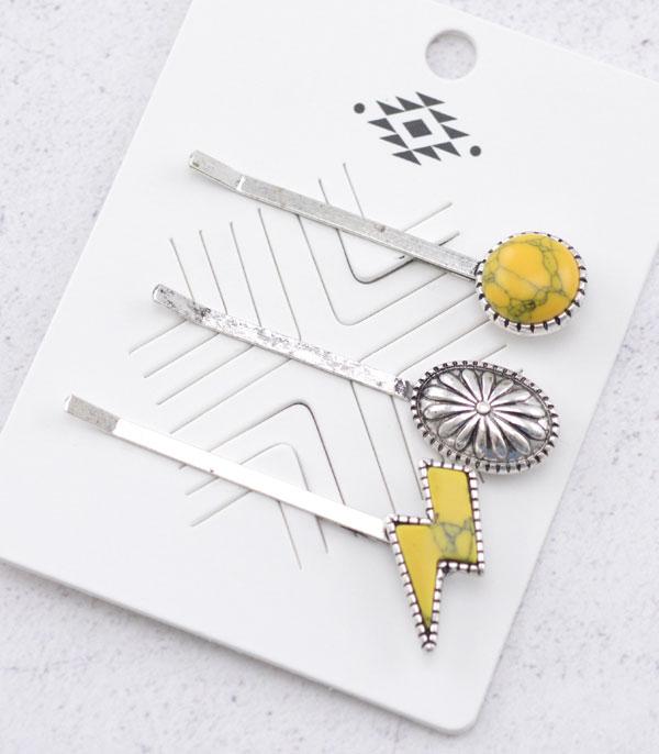 HATS I HAIR ACC :: HAIR ACCESSORIES :: Wholesale Turquoise Lightning Bolt Hair Pin Set