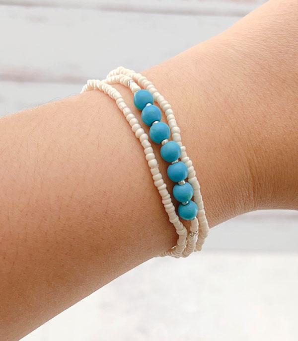 BRACELETS :: STRETCH-BEAD :: Wholesale Western Turquoise Seed Bead Bracelet