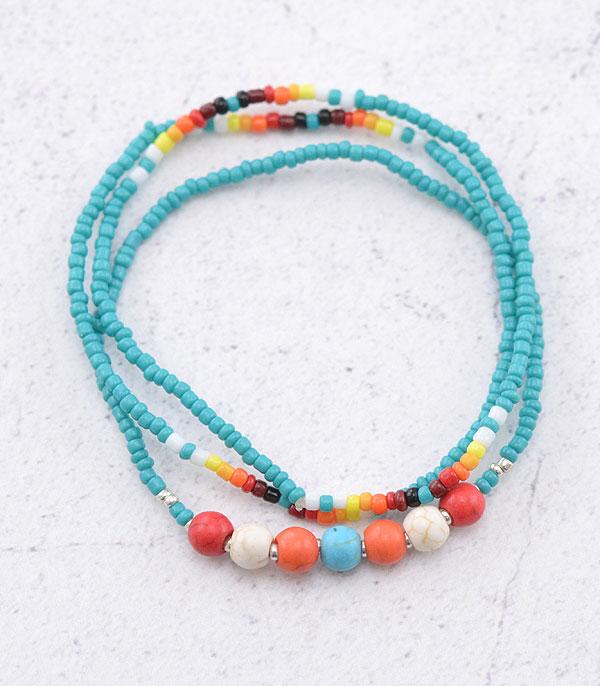 BRACELETS :: STRETCH-BEAD :: Wholesale Western Turquoise Seed Bead Bracelet