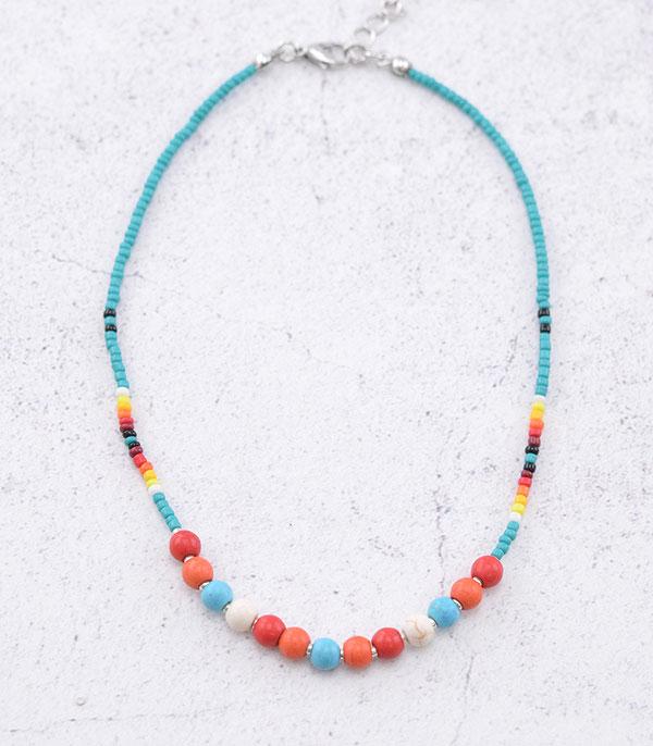 NECKLACES :: CHOKER | INSPIRATION :: Wholesale Western Turquoise Seed Bead Choker