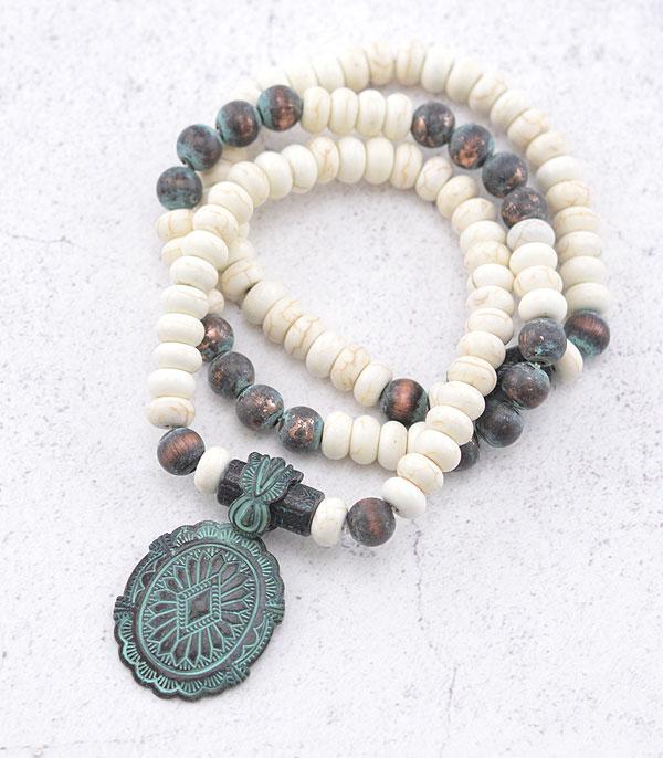 New Arrival :: Wholesale Western Concho Semi Stone Bracelet