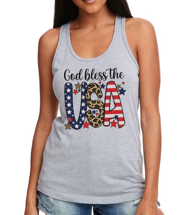<font color=RED>RED,WHITE, AND BLUE</font> :: Wholesale God Bless The USA Tank Top