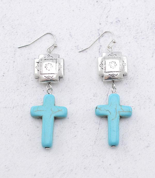 <font color=Turquoise>TURQUOISE JEWELRY</font> :: Wholesale Western Turquoise Cross Earrings