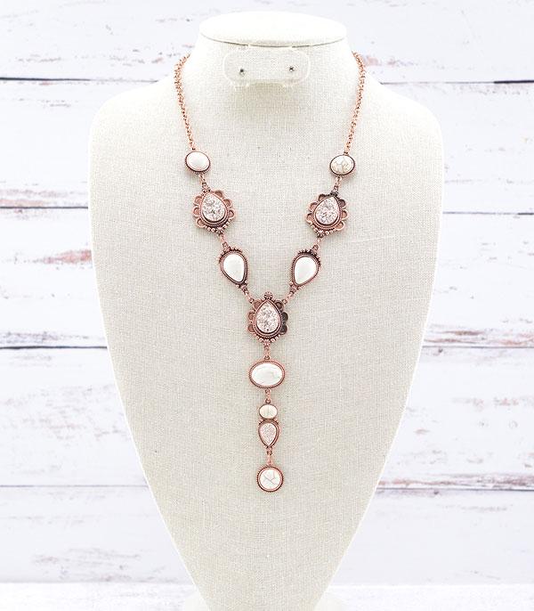 NECKLACES :: TRENDY :: Wholesale Semi Stone Druzy Y Necklace