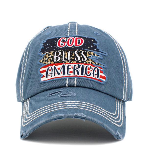 <font color=RED>RED,WHITE, AND BLUE</font> :: Wholesale God Bless America Vintage Ballcap