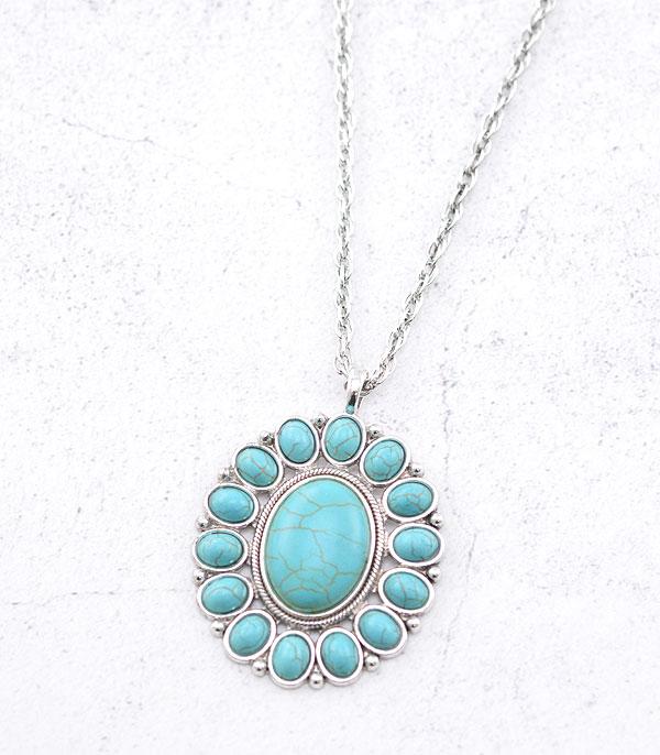 New Arrival :: Wholesale Western Semi Stone Concho Long Necklace