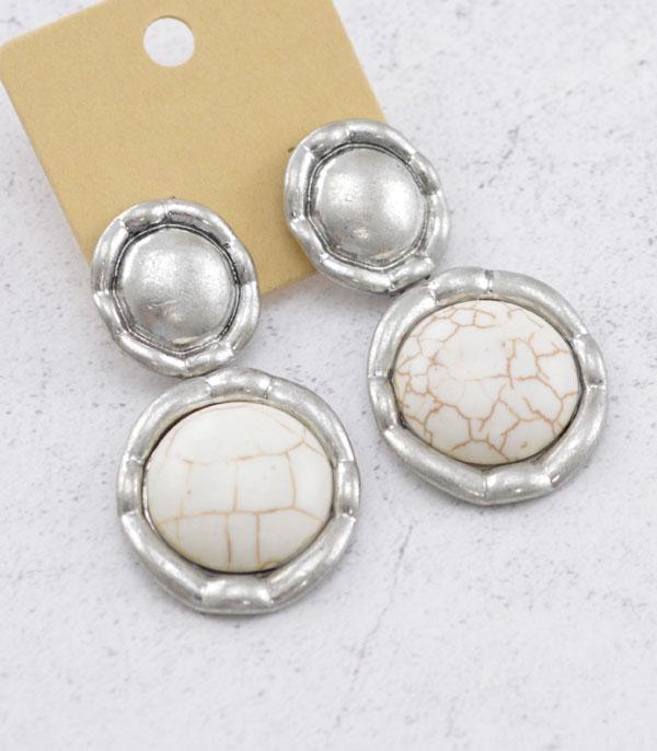 EARRINGS :: WESTERN POST EARRINGS :: Wholesale Western Semi Stone Circle Earrings