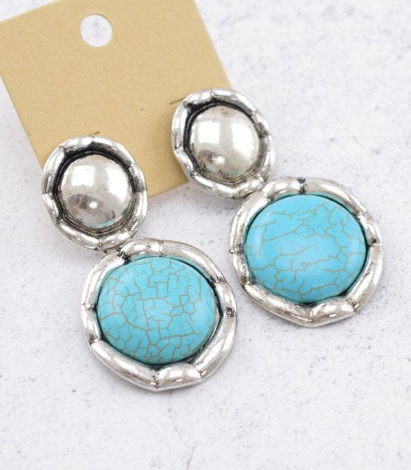 EARRINGS :: WESTERN POST EARRINGS :: Wholesale Western Semi Stone Circle Earrings