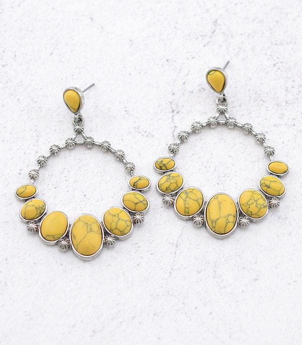 New Arrival :: Wholesale Western Yellow Semi Stone Earrings