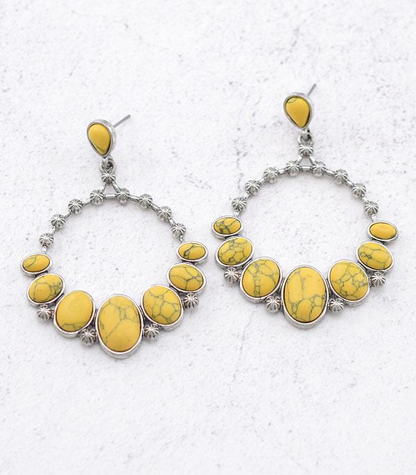 EARRINGS :: WESTERN POST EARRINGS :: Wholesale Western Yellow Semi Stone Earrings