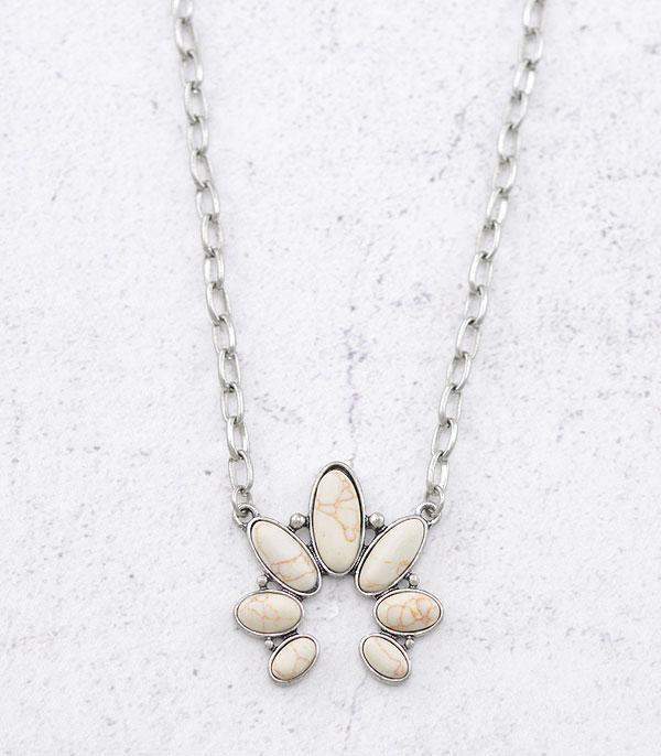 New Arrival :: Wholesale Semi Stone Squash Blossom Necklace
