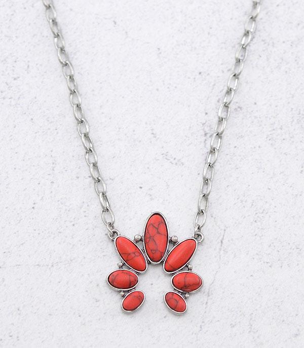 NECKLACES :: WESTERN SQUASH BLOSSOM NECKLACES :: Wholesale Semi Stone Squash Blossom Necklace