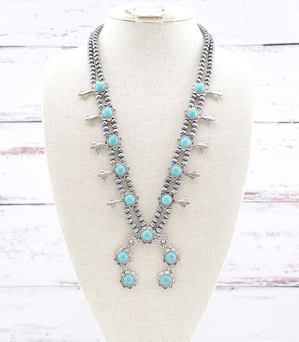 <font color=Turquoise>TURQUOISE JEWELRY</font> :: Wholesale Western Squash Blossom Necklace