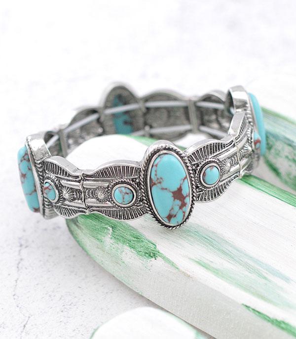 BRACELETS :: STRETCH :: Wholesale Western Turquoise Stone Bracelet