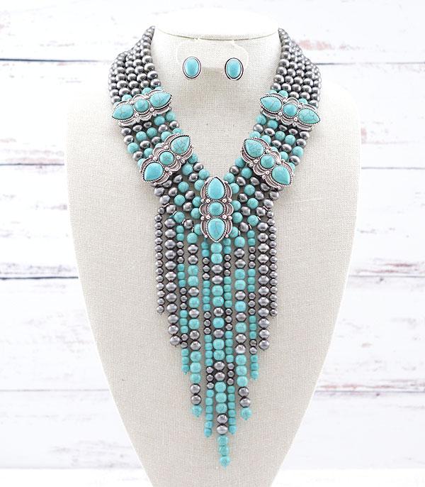New Arrival :: Wholesale Western Turquoise Chunky Necklace Set