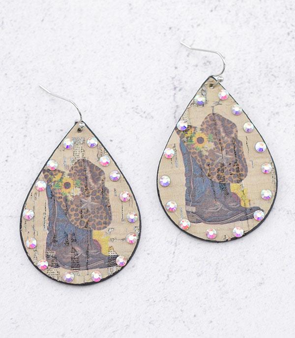 EARRINGS :: TRENDY EARRINGS :: Wholesale Cowgirl Boot Hat Teardrop Earrings