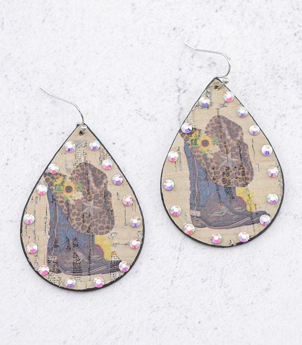 EARRINGS :: TRENDY EARRINGS :: Wholesale Cowgirl Boot Hat Teardrop Earrings