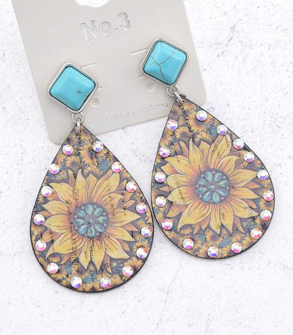 New Arrival :: Wholesale Sunflower Turquoise Post Earrings