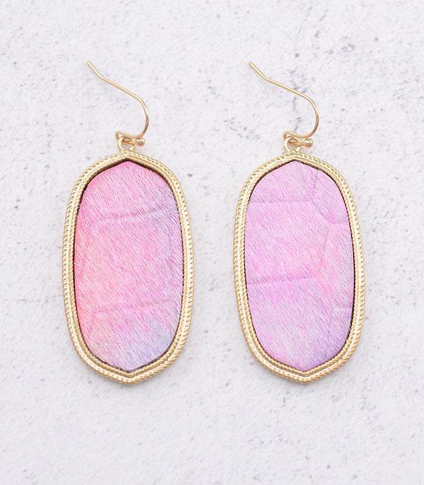 EARRINGS :: TRENDY EARRINGS :: Wholesale Tie Dye Cowhide Oval Earrings