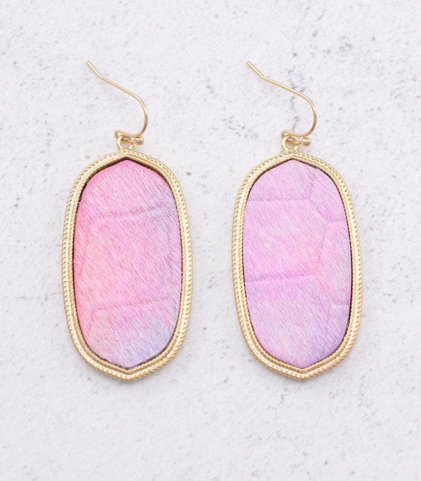 EARRINGS :: TRENDY EARRINGS :: Wholesale Tie Dye Cowhide Oval Earrings